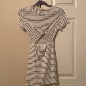Striped knot tee shirt dress